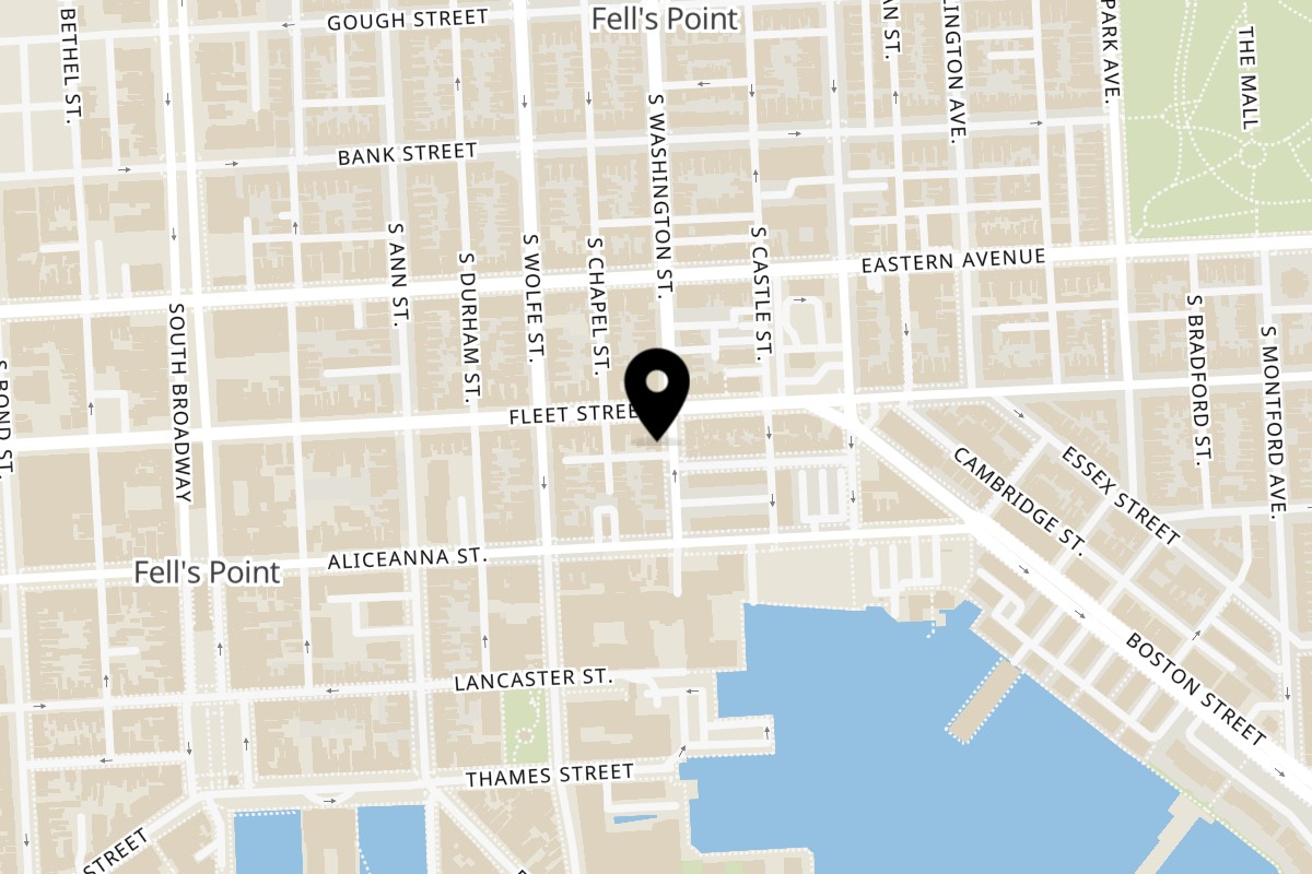 Map showing the location of Ale Mary's on 1939 Fleet St in Baltimore